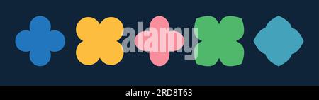 Quatrefoil symbol set. Quatrefoil geometric shape. Vector Stock Vector