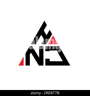 HNJ triangle letter logo design with triangle shape. HNJ triangle logo design monogram. HNJ triangle vector logo template with red color. HNJ triangul Stock Vector