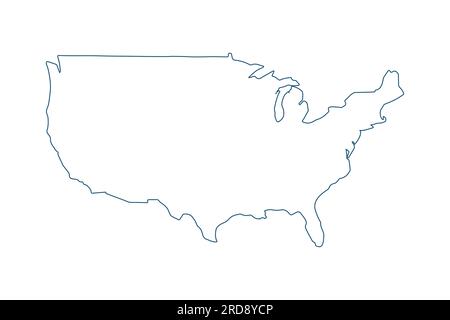 US states contour silhouette. Simple map. Vector Stock Vector