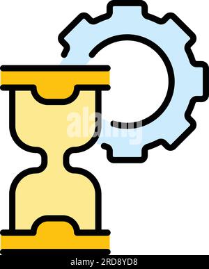 Gear sandglass icon outline vector. Hourglass clock. Sand time color flat Stock Vector