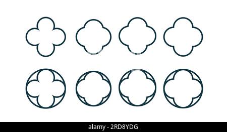 Quatrefoil symbol set. Quatrefoil geometric shape. Vector Stock Vector