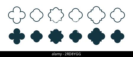 Quatrefoil symbol set. Quatrefoil geometric shape. Vector Stock Vector