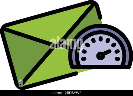 Mail send speed icon outline vector. Fast delivery. Cloud email marketing color flat Stock Vector