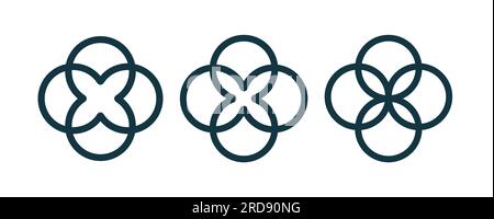 Quatrefoil symbol set. Quatrefoil geometric shape. Vector Stock Vector
