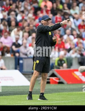 Edinburgh, UK. 19th July, 2023. Pre season friendly - Manchester United FC v Olympique Lyonnais 19/7/2023. Olympique Lyon manager, Laurent Blanc, during the match as Manchester United take on Olympique Lyonnais in a pre season friendly at Murrayfield Stadium, Edinburgh, Scotland, UK Credit: Ian Jacobs/Alamy Live News Stock Photo