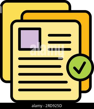 Job documents icon outline vector. Business document. Office design color flat Stock Vector