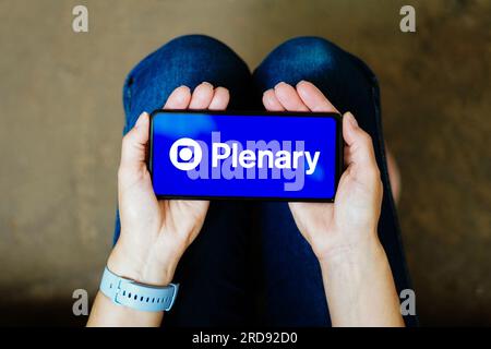 Brazil. 19th July, 2023. In this photo illustration, the Plenary Group logo is seen displayed on a smartphone screen. (Credit Image: © Rafael Henrique/SOPA Images via ZUMA Press Wire) EDITORIAL USAGE ONLY! Not for Commercial USAGE! Stock Photo