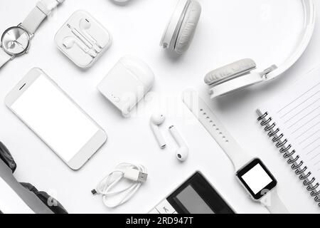 Set of different gadgets isolated on white background Stock Photo