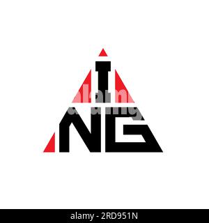 ING triangle letter logo design with triangle shape. ING triangle logo design monogram. ING triangle vector logo template with red color. ING triangul Stock Vector