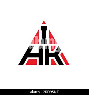 IHK triangle letter logo design with triangle shape. IHK triangle logo design monogram. IHK triangle vector logo template with red color. IHK triangul Stock Vector