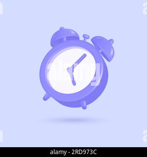 3d alarm clock in a realistic style. vector cartoon illustration. Stock Vector