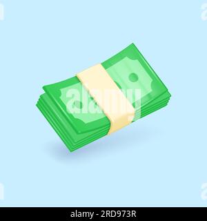 3d pack of green dollars. banknotes in a realistic style. vector illustration. Stock Vector