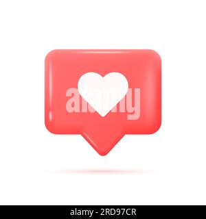 glossy 3d notification icon like. icon for social networks or apps. vector illustration isolated on white background. Stock Vector