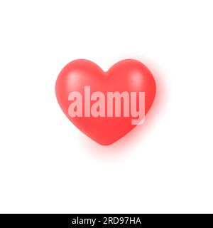 3d icon like and red heart in a minimalistic cartoon style. button for social networks. vector illustration isolated on white background. Stock Vector