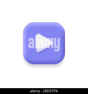3d play button in minimalistic style.vector illustration for the interface of applications and web pages. Ui design. Player concept button. Stock Vector
