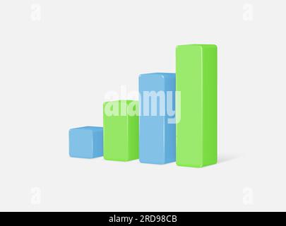 3d realistic graph of price growth on a trading exchange. price growth tracking or analytics concept for report. vector illustration isolated on white Stock Vector