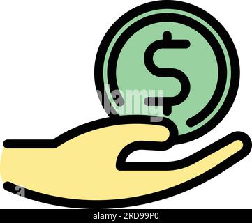 Donate money icon outline vector. Charity giving. Online love color flat Stock Vector