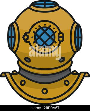 Vintage diver's helmet isolated vector illustration for Cousteau Day on June 11 Stock Vector
