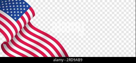 American flag on a transparent background. Template with free space for design or text. vector illustration. Stock Vector