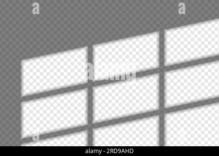 Window frame overlay shadow. Light through the window. Applicable for mockups. Shadow overlay effect. Vector illustration Stock Vector