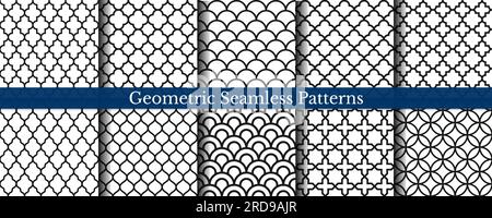 Geometric seamless patterns. Retro pattern set. Vector Stock Vector