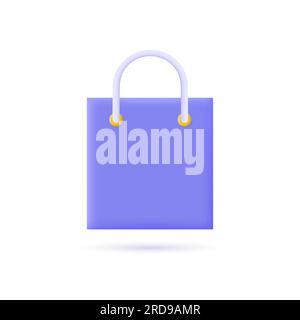 3d shopping bag icon in cartoon style. vector illustration isolated on white background. Stock Vector