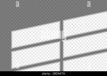 Window frame overlay shadow. Light through the window. Applicable for mockups. Shadow overlay effect. Vector illustration Stock Vector