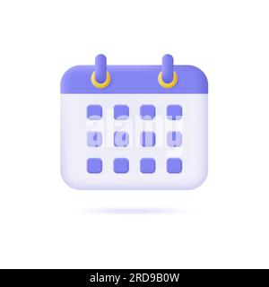3d calendar icon in cartoon style. business planning concept. vector illustration isolated on white background. Stock Vector