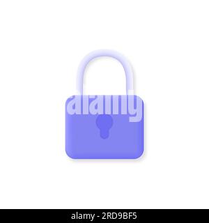 3d lock icon in minimalistic cartoon style. the concept of protection, security, confidentiality. vector illustration isolated on white background. Stock Vector
