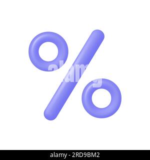 3d percent icon in cartoon style. concept of discounts, sales, promotions. vector illustration isolated on white background. Stock Vector