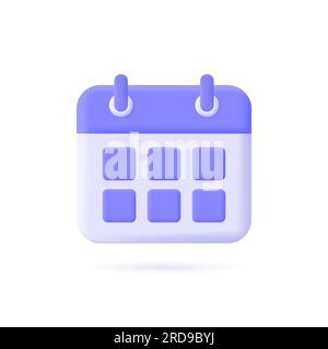 3d calendar icon in minimalistic cartoon style. vector illustration isolated on white background. Stock Vector