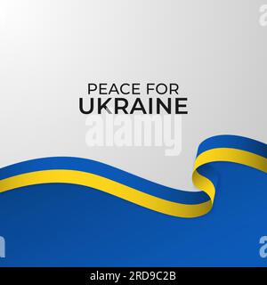 Peace for Ukraine with a ribbon in the colors of the national flag. Stop the war in Ukraine. concept vector illustration. Stock Vector