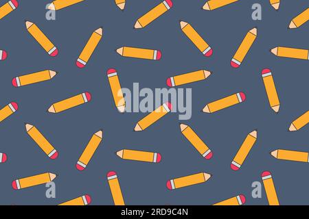 seamless pattern with pencils; back to school background- vector illustration Stock Vector