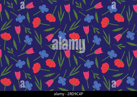 seamless summer flowers pattern- vector illustration Stock Vector