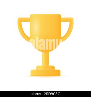 golden goblet 3d cartoon style. prize concept for winner or champion. vector illustration isolated on white background Stock Vector