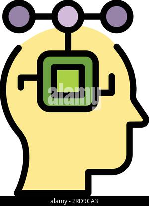 Mind processor icon outline vector. Circuit technology. Digital chip color flat Stock Vector