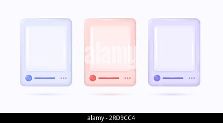 3d template of shiny frame for social media post. element for the design of advertising banner or poster. vector illustration in realistic style isola Stock Vector