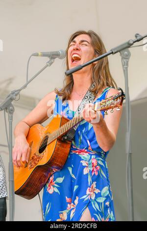 Singer songwriter, Maya De Vitry, Vancouver Folk Music Festival, Jericho Park, Vancouver, British Columbia, Canada Stock Photo