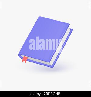 3d book icon with red bookmark in realistic style. hardcover book. the concept of learning or gaining knowledge. vector illustration isolated on white Stock Vector