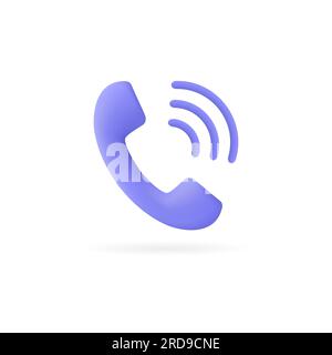 3d handset icon in a minimalist style. phone call vector illustration isolated on white background. Stock Vector