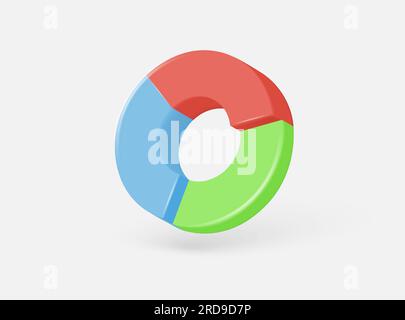 circle diagram 3d icon. realistic vector illustration isolated on white background. Stock Vector