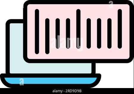 Computer barcode icon outline vector. Code scanner. Scan bar color flat Stock Vector