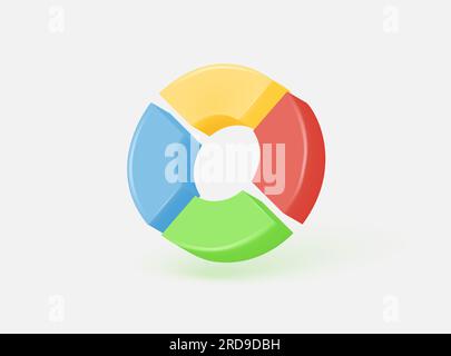 circle diagram 3d icon. realistic vector illustration isolated on white background. Stock Vector