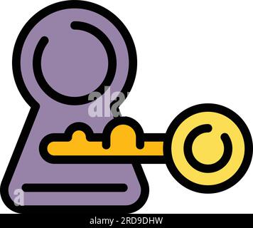 Door lock icon outline vector. Smart digital. Electronic remote color flat Stock Vector