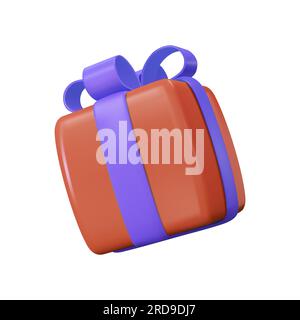 3d red shiny gift box in realistic cartoon style. the concept of a gift or surprise for a birthday, new year, christmas or holiday. vector illustratio Stock Vector