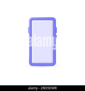 3d mobile phone icon in cartoon minimal style. smartphone vector illustration isolated on white background Stock Vector