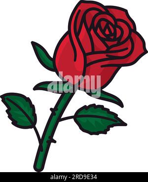 Rose blossom isolated vector illustration for Red Rose Day on June 12 Stock Vector