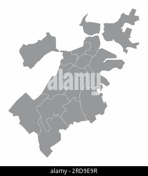 Boston city, administrative map isolated on white background Stock Vector