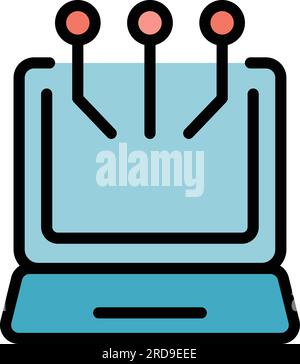 Learning software icon outline vector. Video knowledge. Digital platform color flat Stock Vector