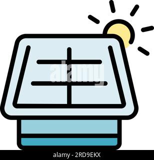 Sun battery icon outline vector. Solar energy. Wind power color flat Stock Vector